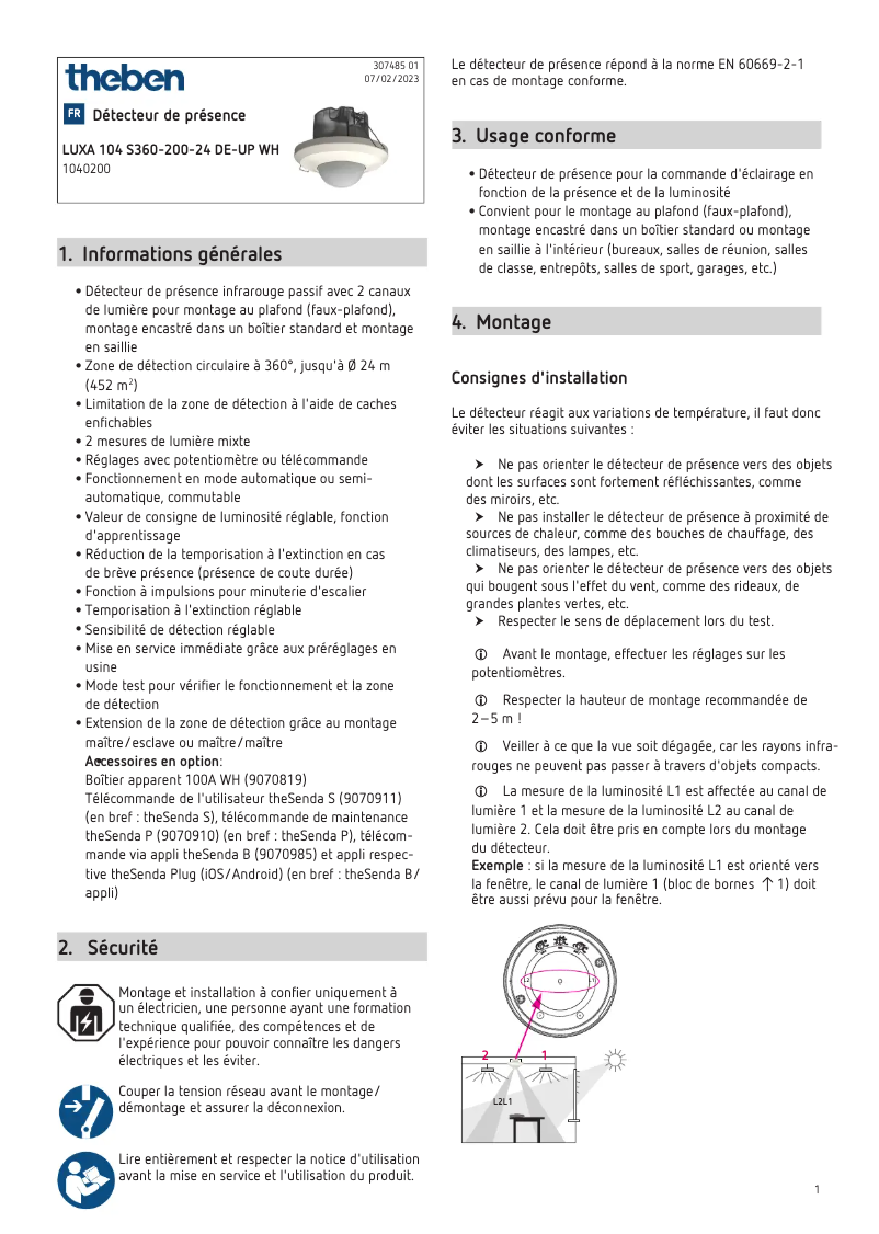 Page n°1 - Manuel utilisateur Theben LUXA 104 S360-200-24 DE-UP WH
