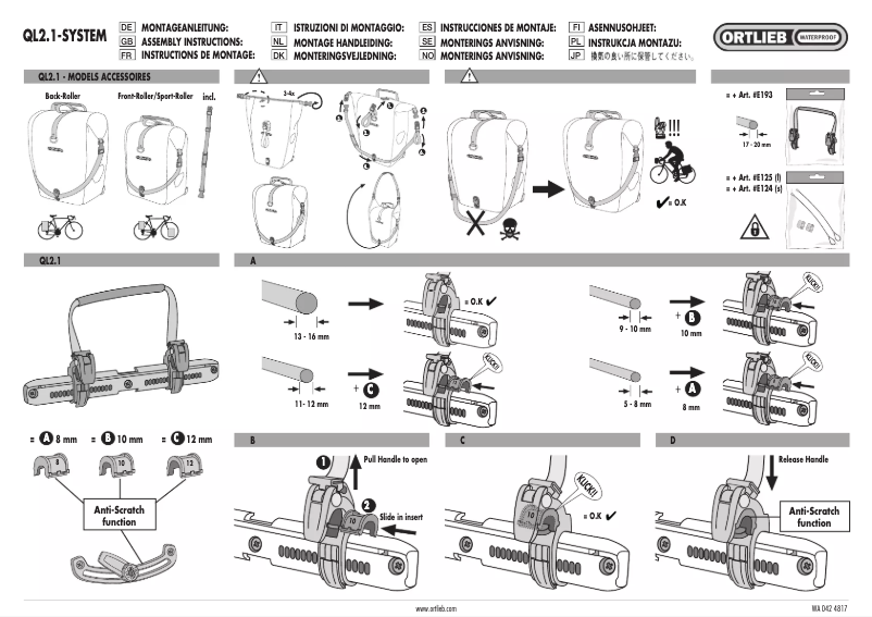 Page n°1 - Manuel utilisateur Ortlieb Commuter-Bag L-19L QL2.1