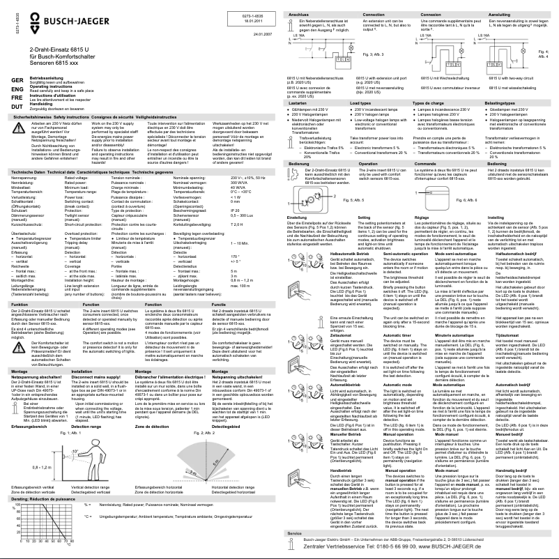 Page 1 de la notice Manuel utilisateur Busch-Jaeger 6800-0-2277