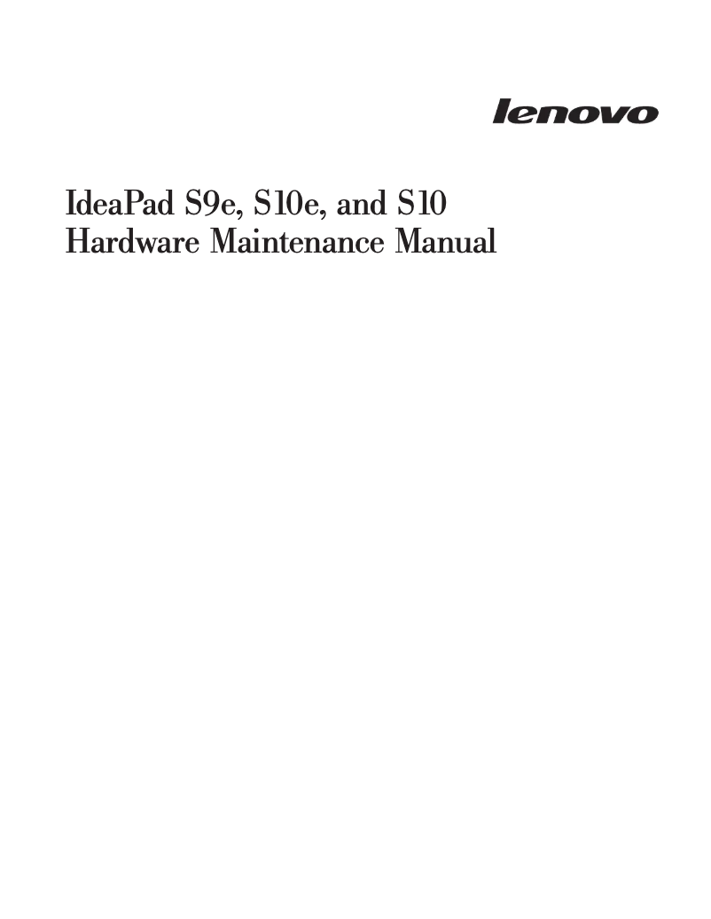 Page n°1 - Manuel utilisateur Lenovo IdeaPad S9e