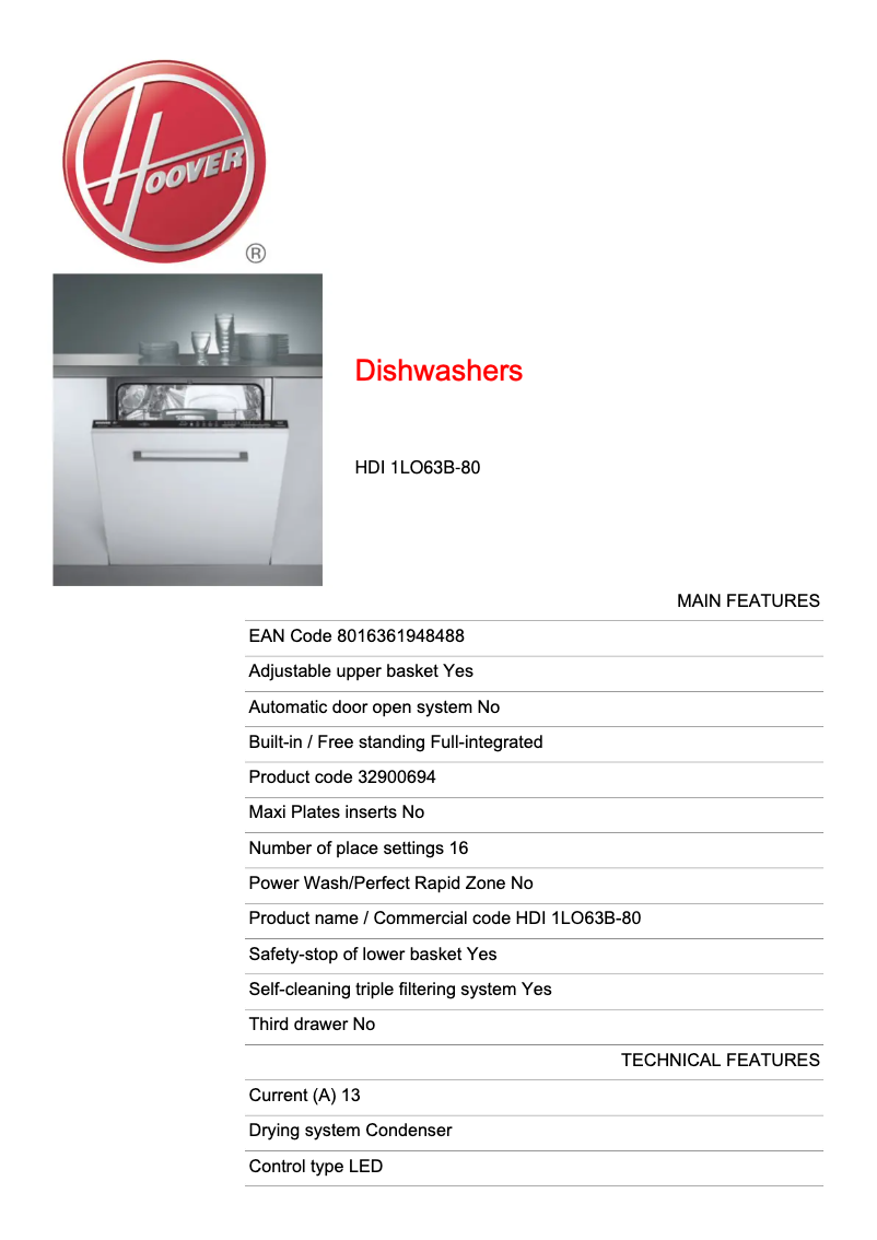 Page n°1 - Manuel utilisateur Hoover DYNAMIC MEGA HDI 1LO63B-80