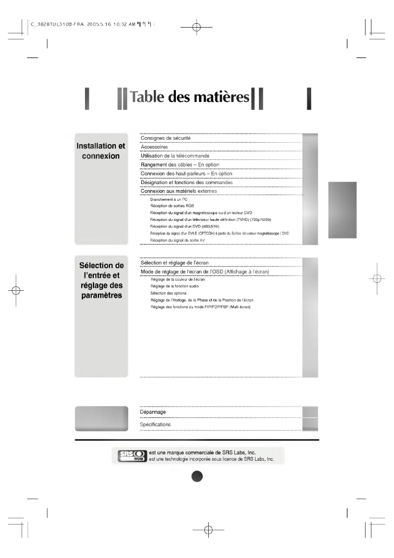 Page 1 de la notice Manuel utilisateur LG M4200C