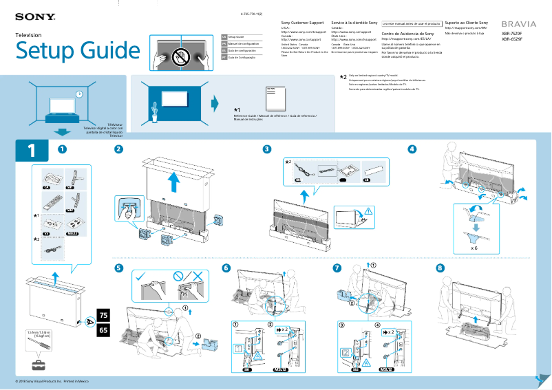 Page 1 de la notice Guide d'installation Sony Bravia XBR-75Z9F