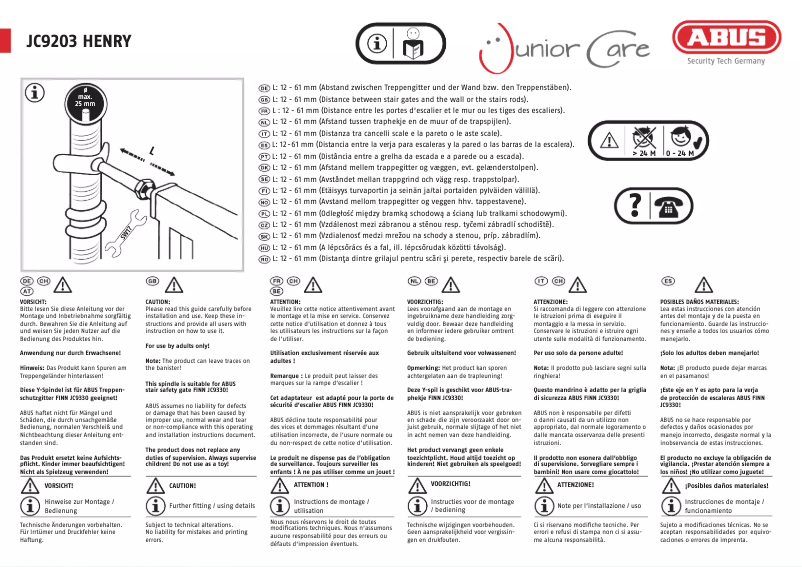 Page n°1 - Guide d'installation Abus JC9203
