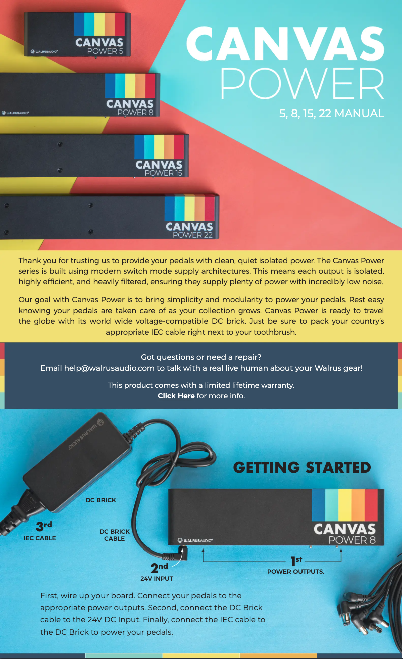 Page n°1 - Manuel utilisateur Walrus Audio Canvas Power 8