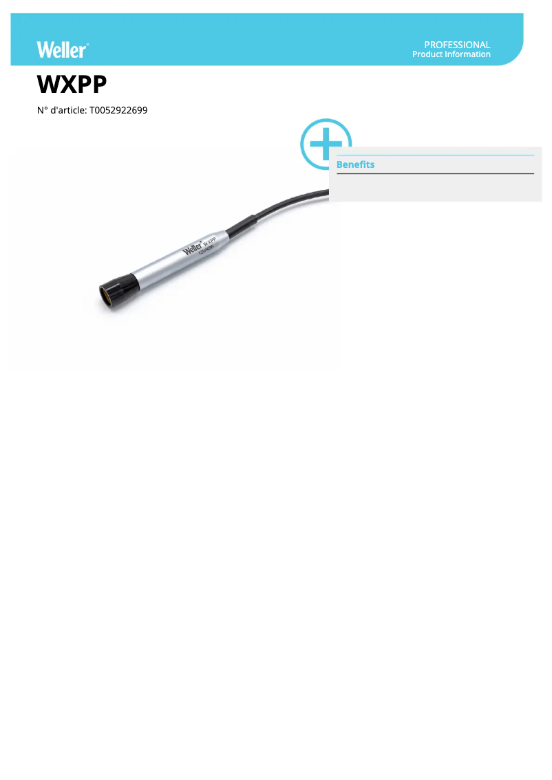 Page 1 de la notice Fiche technique Weller WXPP