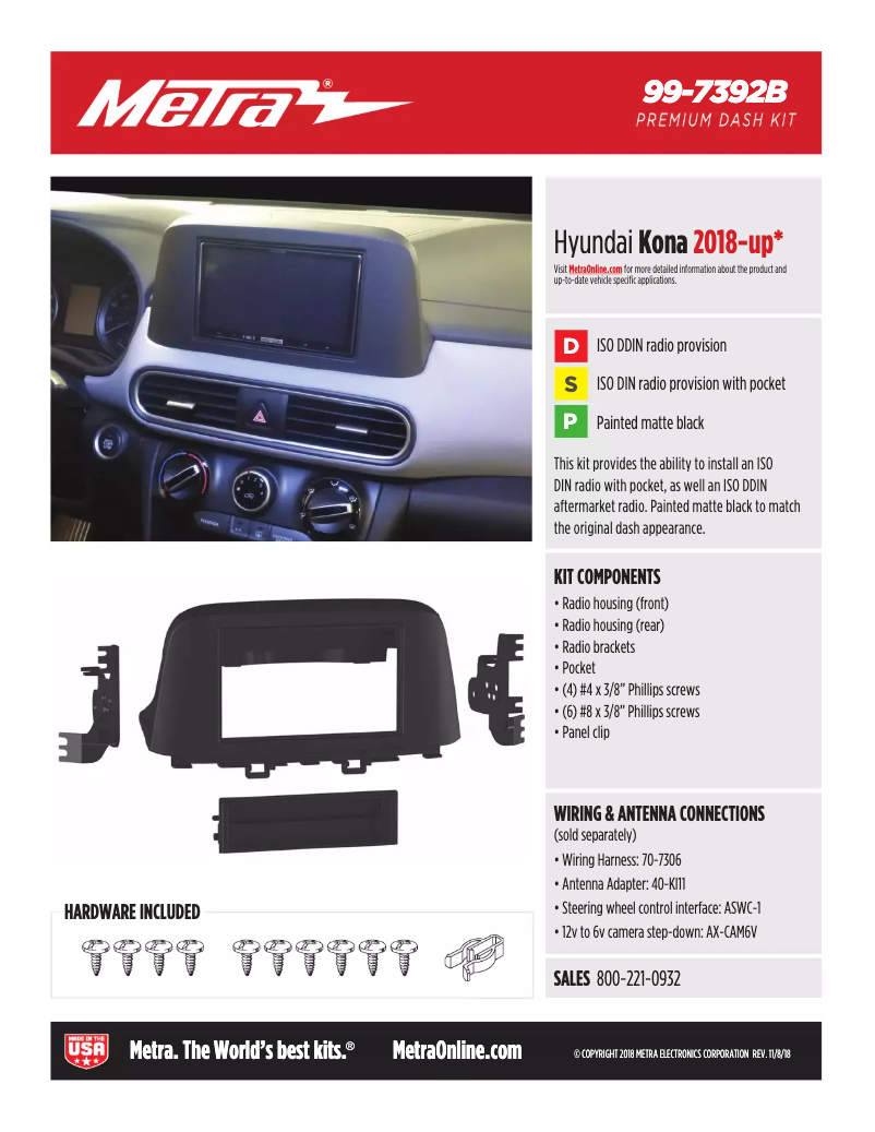 Page n°1 - Fiche technique Metra 99-7392B