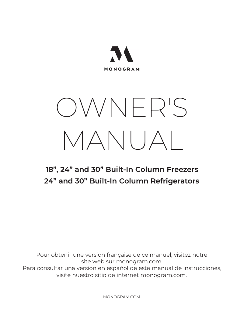 Page n°1 - Manuel utilisateur Monogram ZIF301NPNII