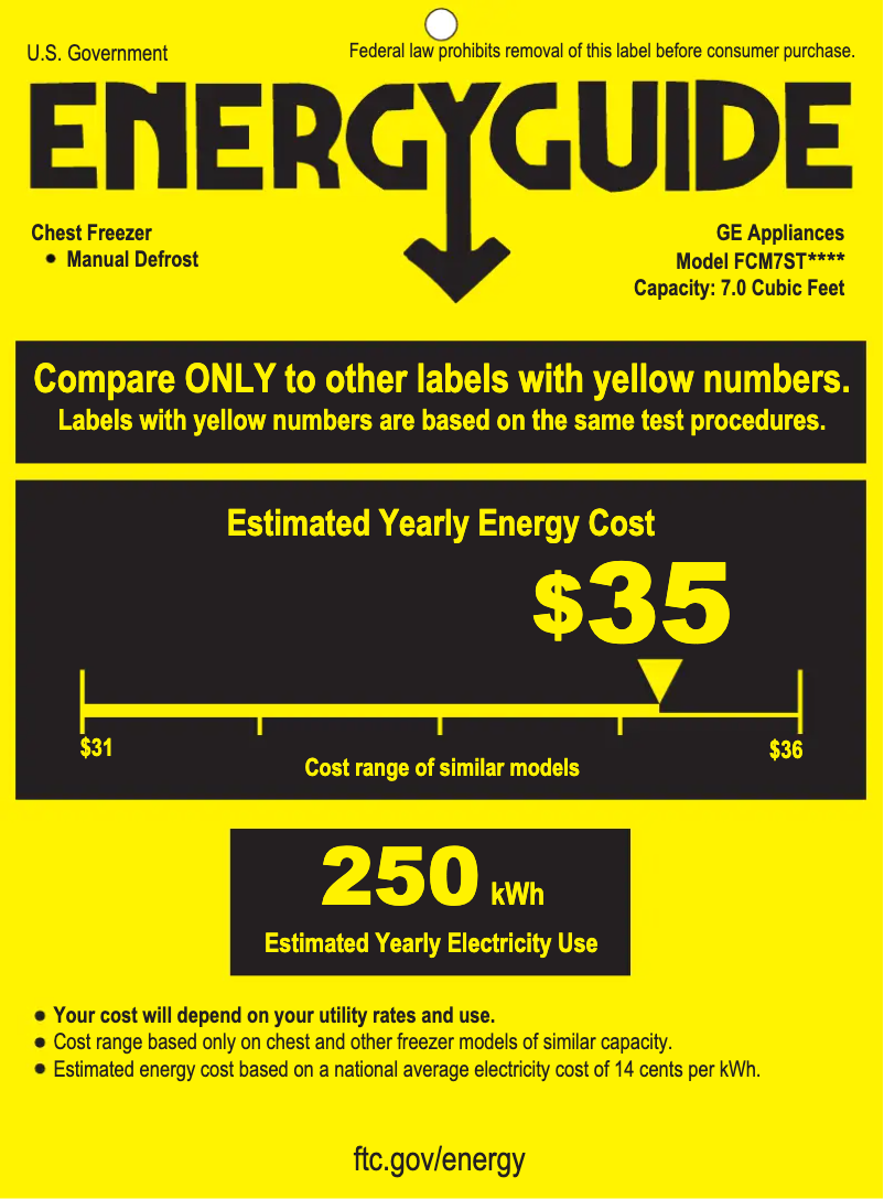Page 1 de la notice Label énergétique GE FCM7STWW