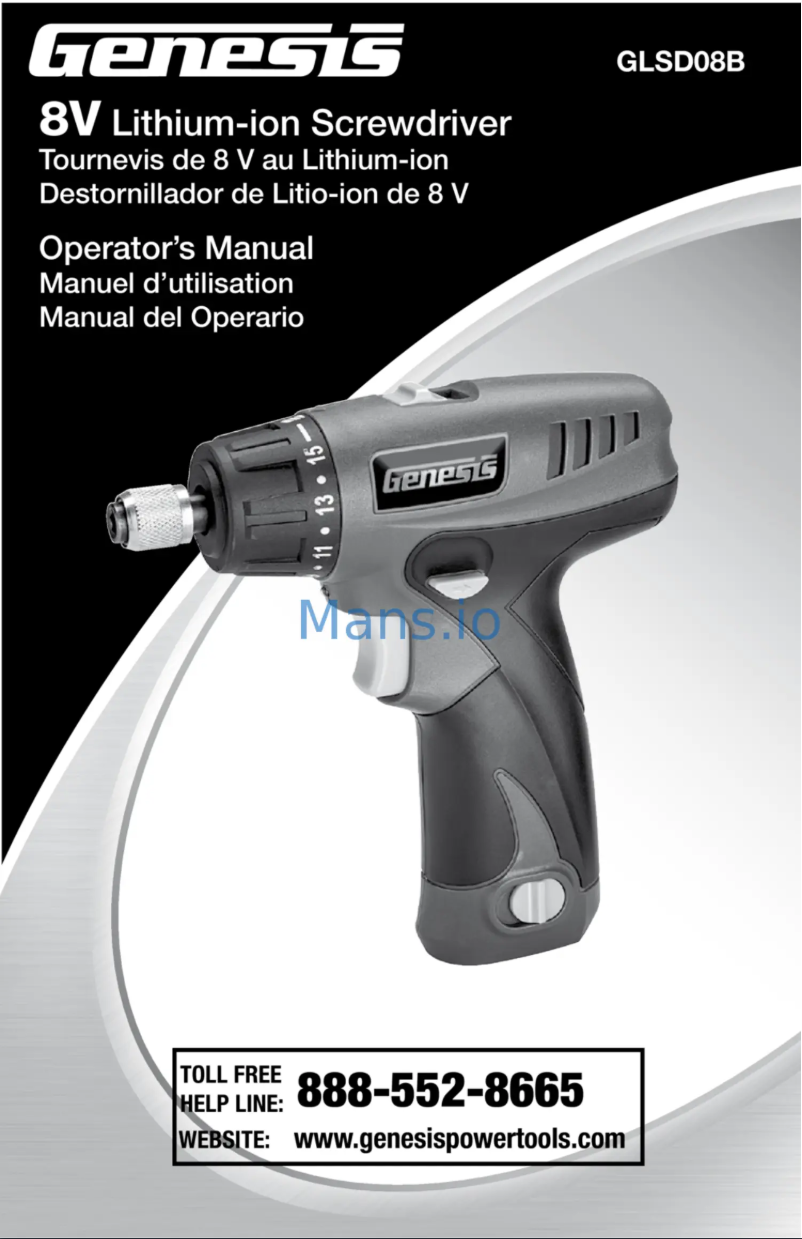 Page n°1 - Manuel utilisateur Genesis GLSD08B