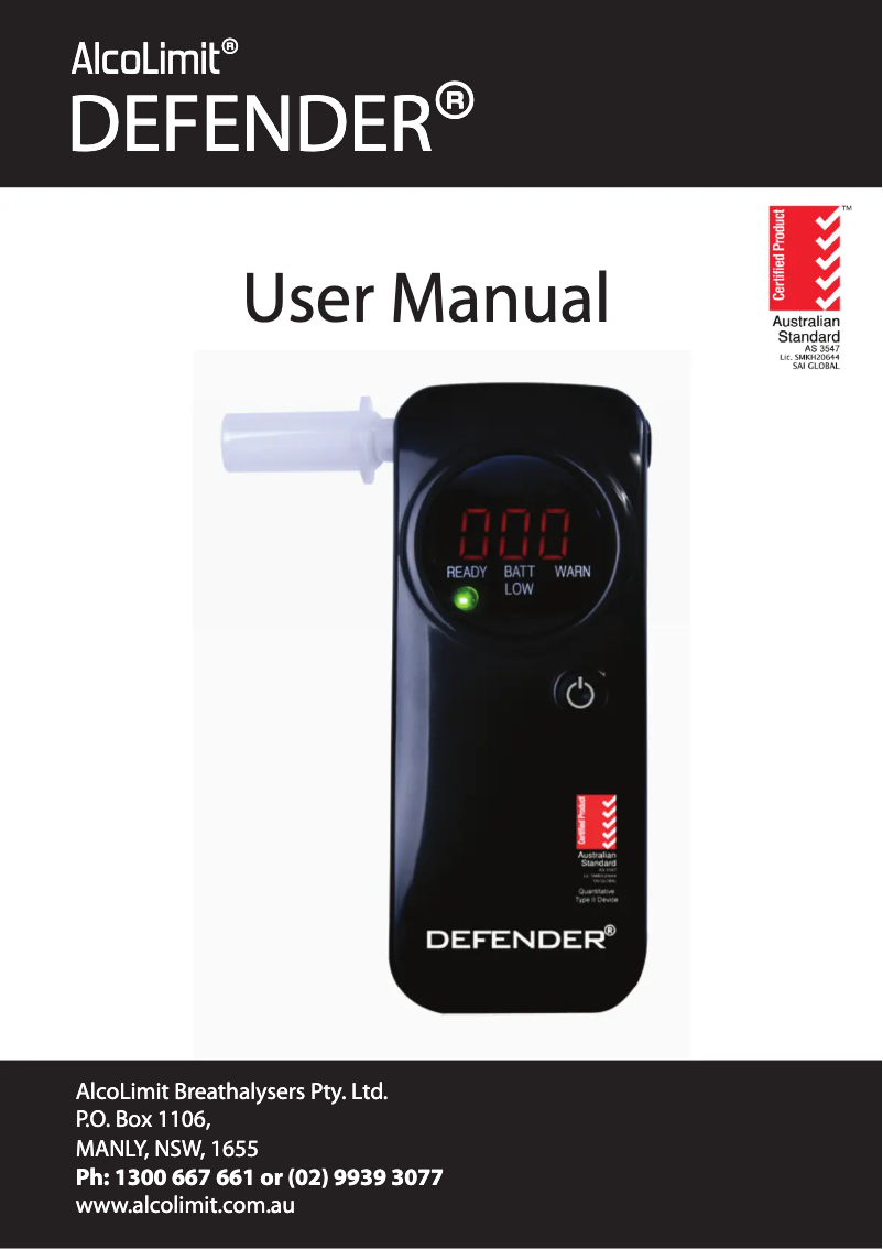 Imagen de la primera página del manual del dispositivo Defender