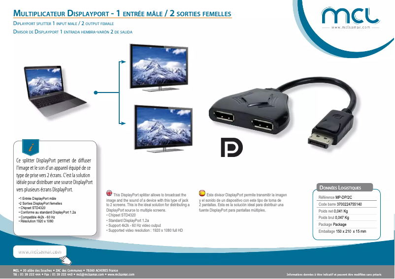 Page n°1 - Manuel utilisateur MCL MP-DP/2C