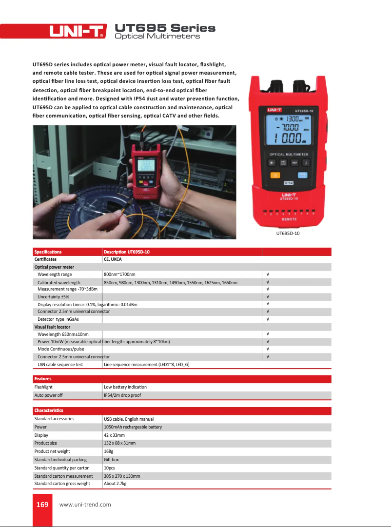 Page n°1 - Fiche technique Uni-T UT695D-10