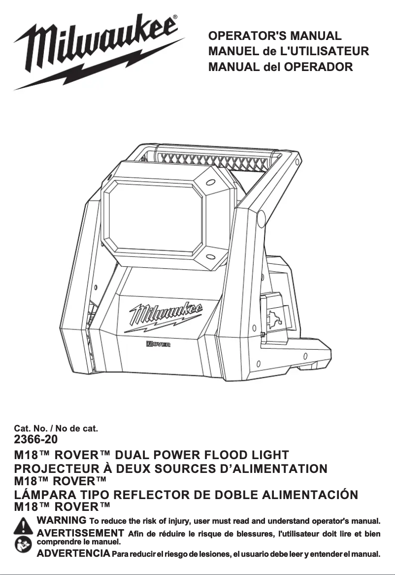 Page n°1 - Manuel utilisateur Milwaukee 2366-20
