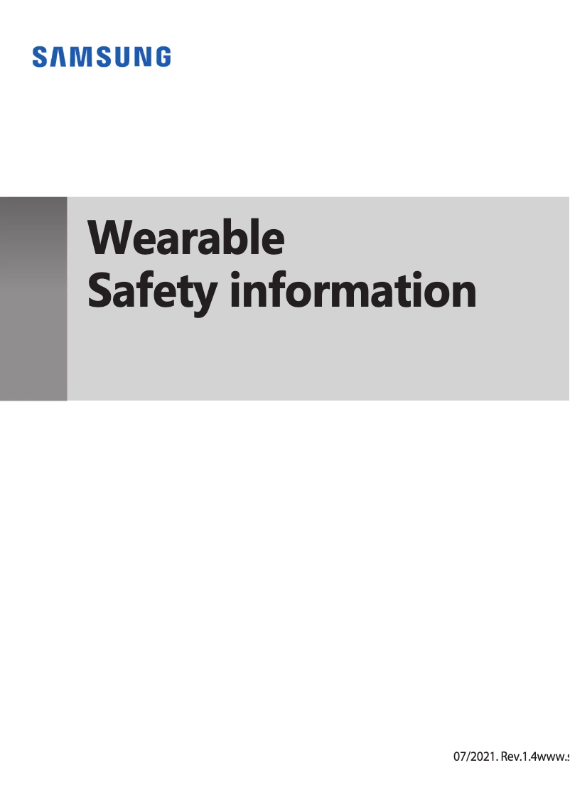 Page n°1 - Instructions de sécurité Samsung Galaxy Watch 5