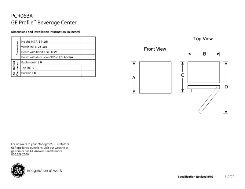 First page image of the manual for Profile PCR06BATSS