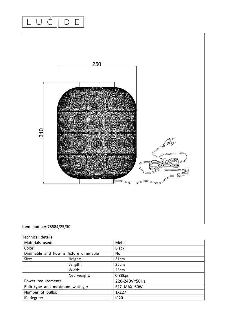 Page n°1 - Manuel utilisateur Lucide Tahar 78584/25/30