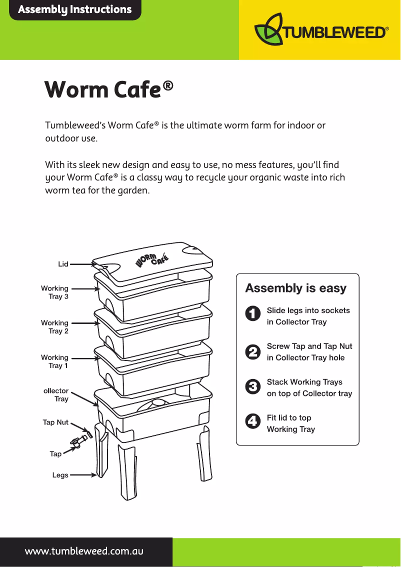 Page 1 de la notice Manuel utilisateur Tumbleweed Worm Cafe