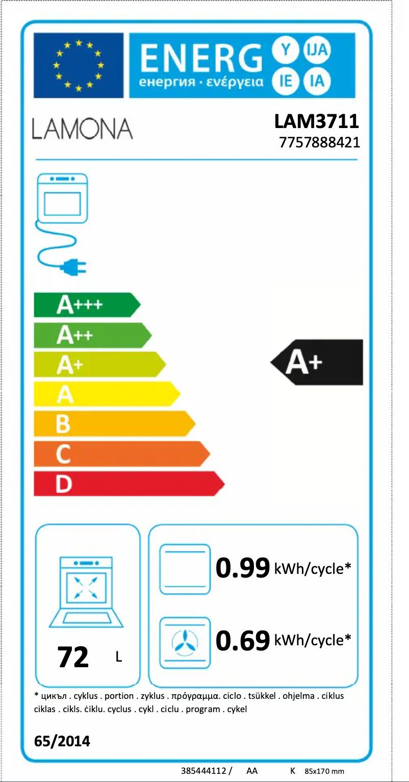Page n°1 - Label énergétique Lamona LAM3711