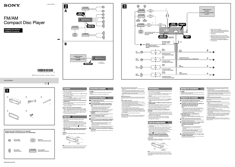 Page 1 de la notice Guide d'installation Sony CDX-GT565UP