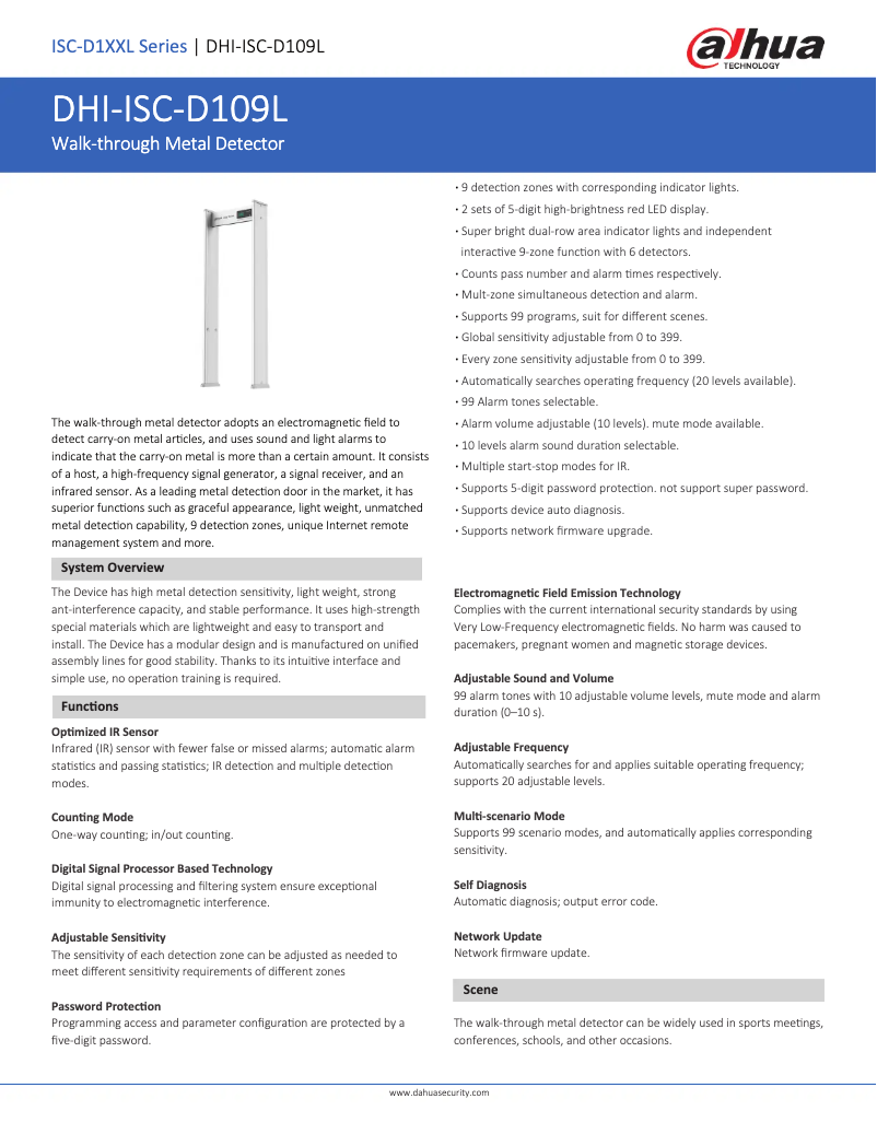 Página 1 del manual Ficha técnica Dahua Technology ISC-D109L