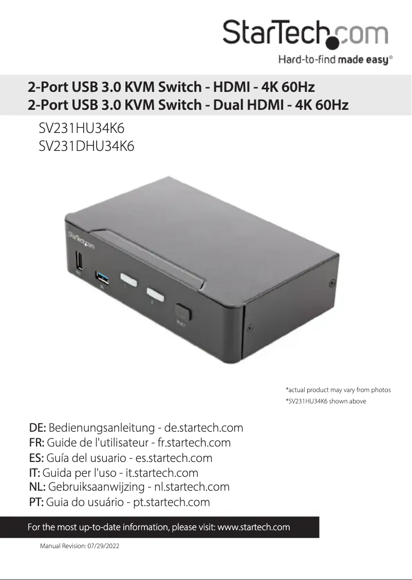 Page n°1 - Manuel utilisateur StarTech.com SV231DHU34K6