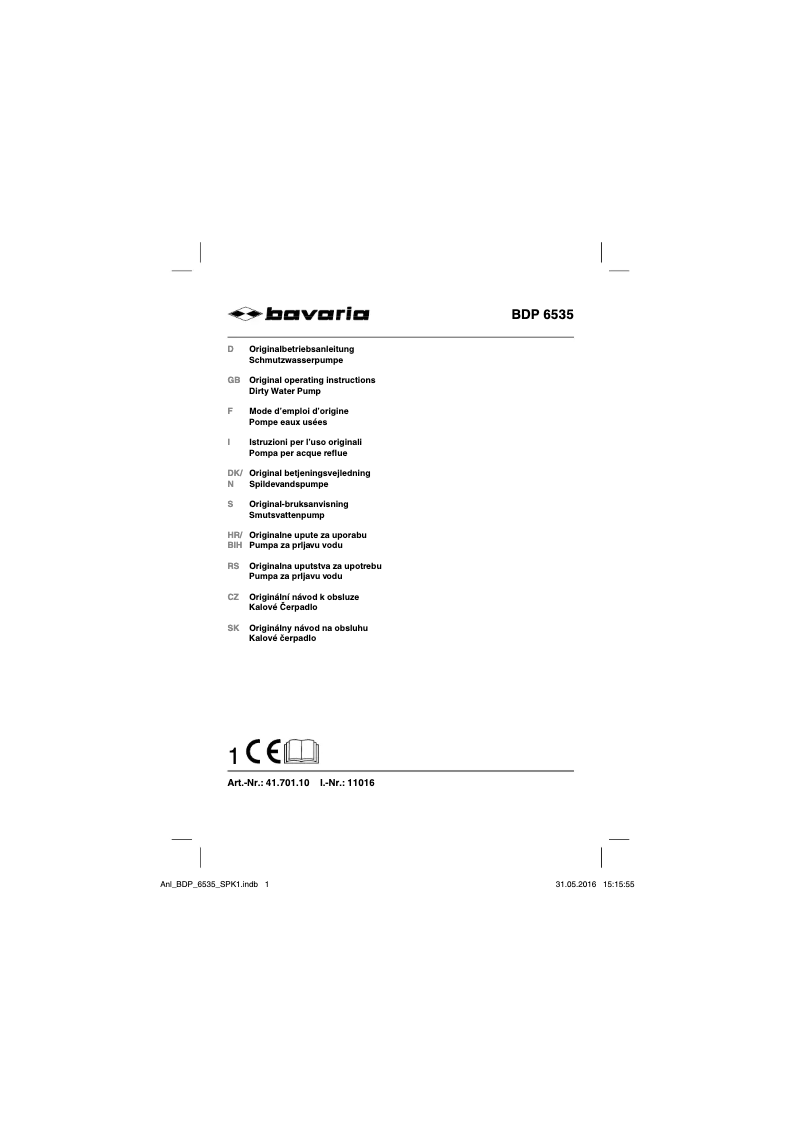 Imagen de la primera página del manual del dispositivo BDP 6535