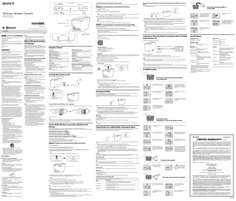 Page n°1 - Manuel utilisateur Sony SRS-BTM8/BLK