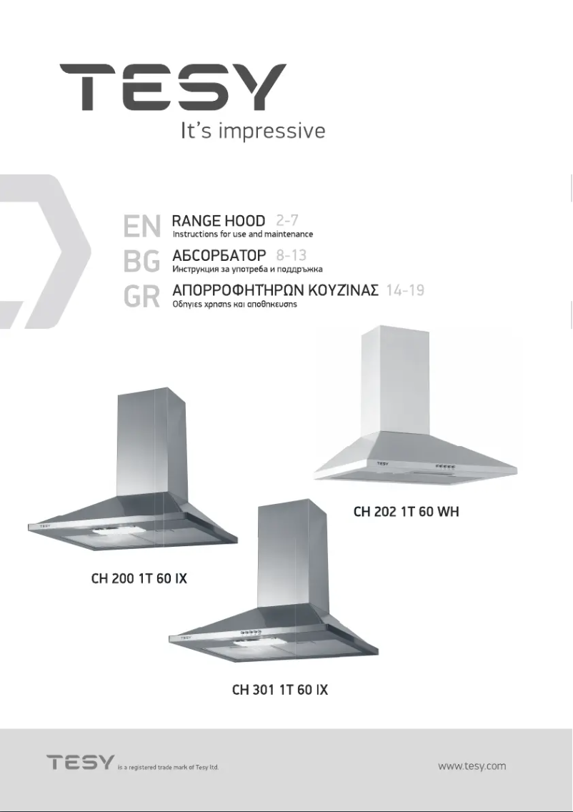 Page n°1 - Manuel utilisateur Tesy CH 202 1T 60 WH