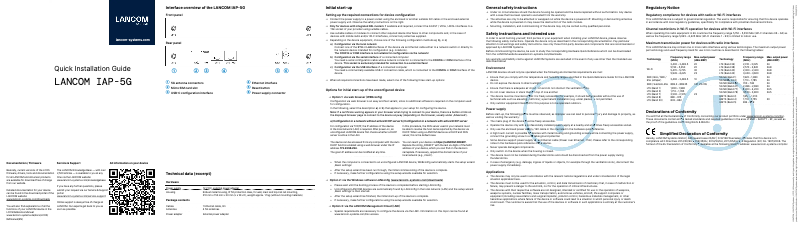 Page 1 de la notice Guide d'installation Lancom IAP-5G
