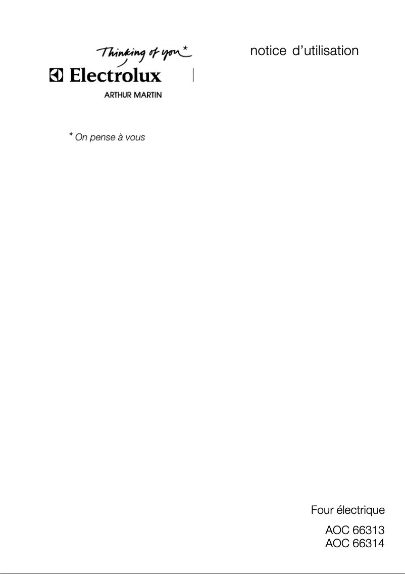 Page n°1 - Manuel utilisateur Arthur Martin-Electrolux AOC 66314