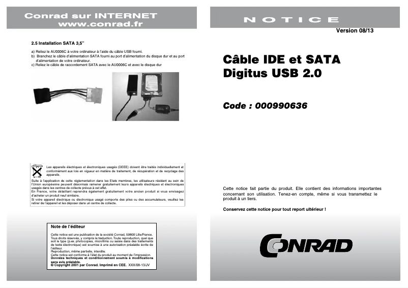 Page 1 de la notice Manuel utilisateur LogiLink AU0006C
