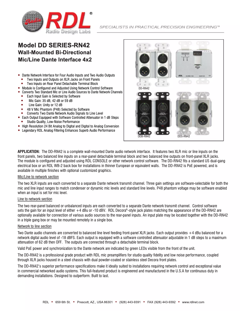 Page n°1 - Manuel utilisateur RDL DDS-RN42