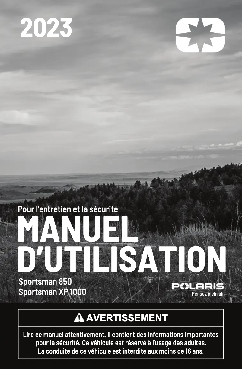 Page 1 de la notice Manuel utilisateur Polaris Sportsman XP 1000 (2023)