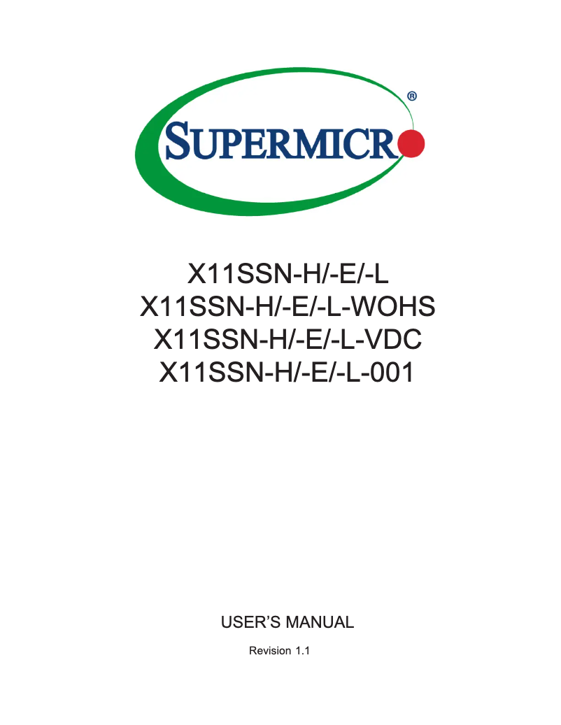 Page 1 de la notice Manuel utilisateur Supermicro X11SSN-L-WOHS