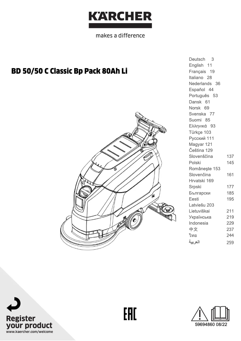 Image de la première page du manuel de l'appareil BD 50/50 C Classic Bp