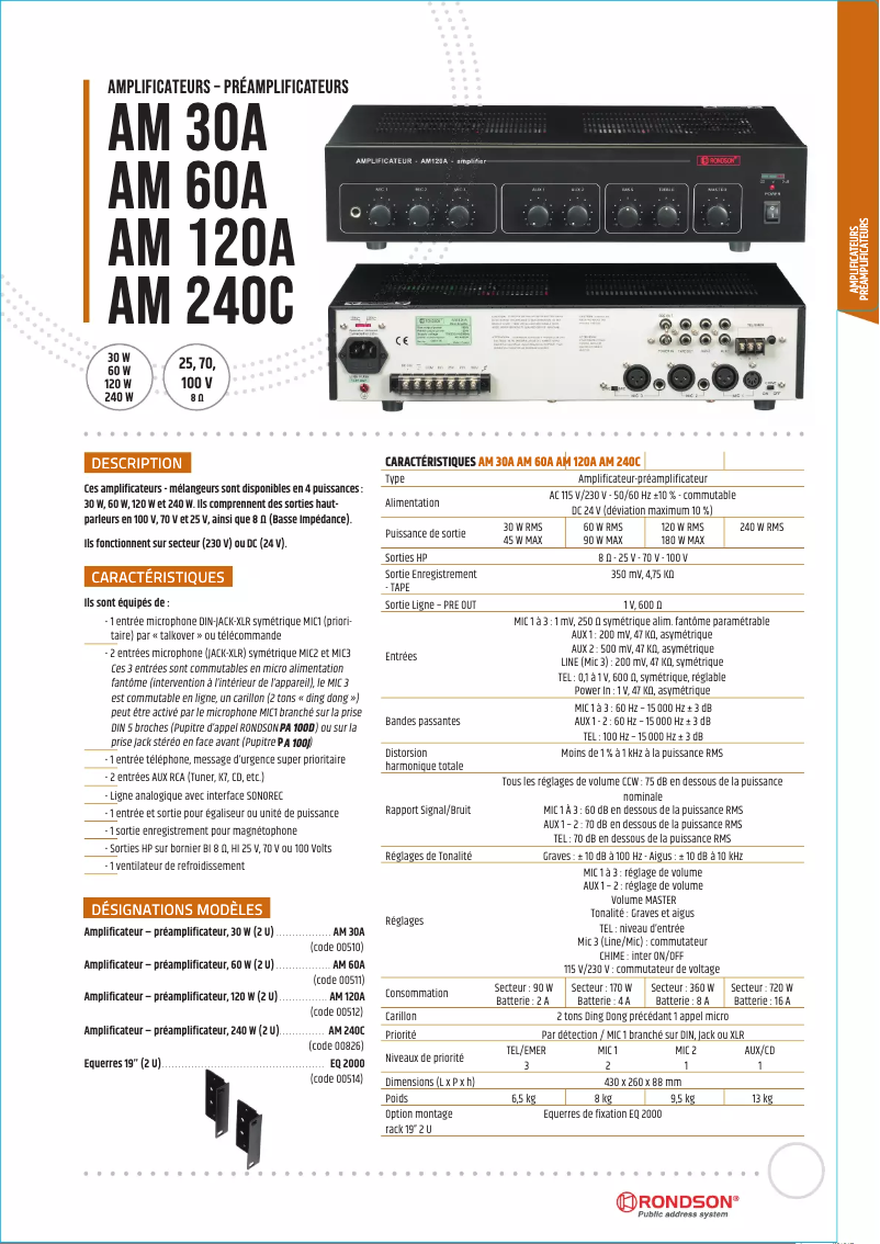 Page 1 de la notice Manuel utilisateur Rondson AM 30A
