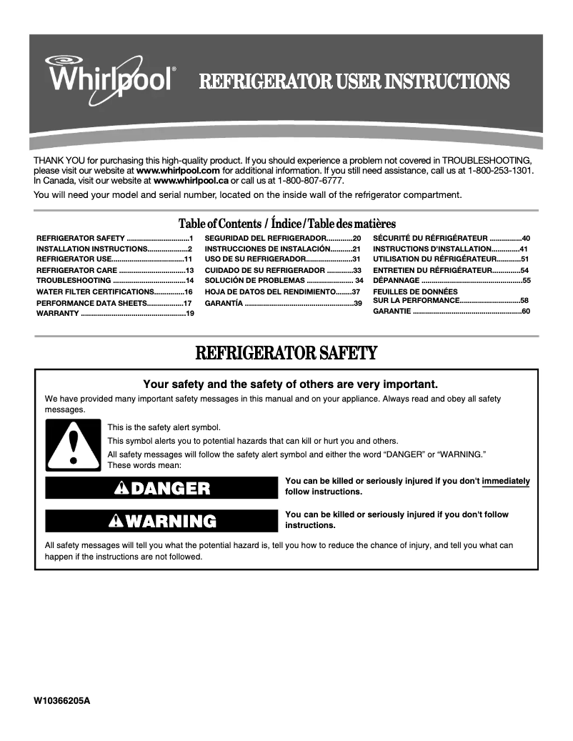 Page 1 de la notice Manuel utilisateur Whirlpool GB2FHDXWQ