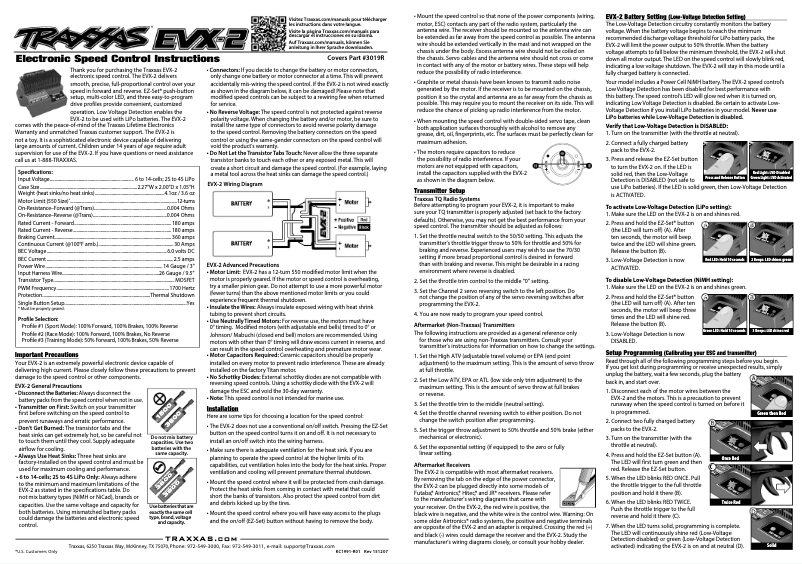 Page n°1 - Manuel utilisateur Traxxas EVX 2