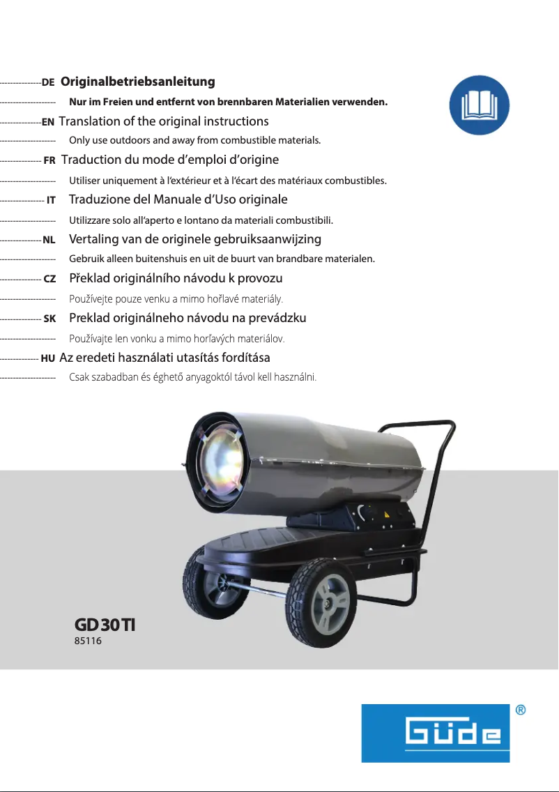 Page 1 de la notice Manuel utilisateur Güde GD 30 TI