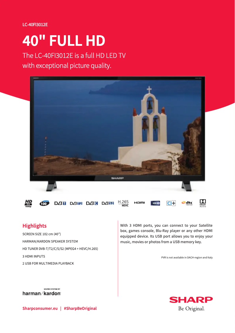 Page n°1 - Manuel utilisateur Sharp Aquos LC-40FI3012E