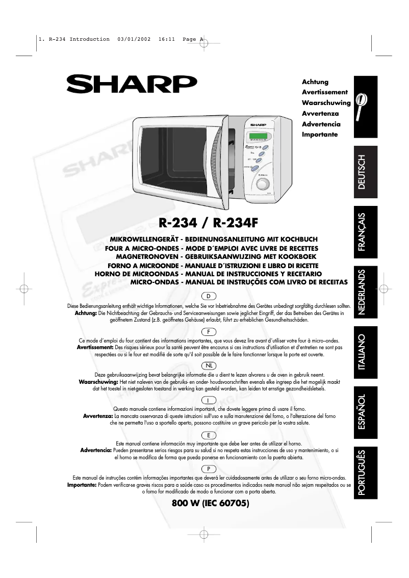 Page 1 de la notice Manuel utilisateur Sharp R-234IN