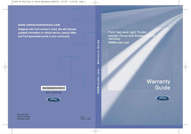 Page n°1 - Informations de garantie Ford Fusion (2008)