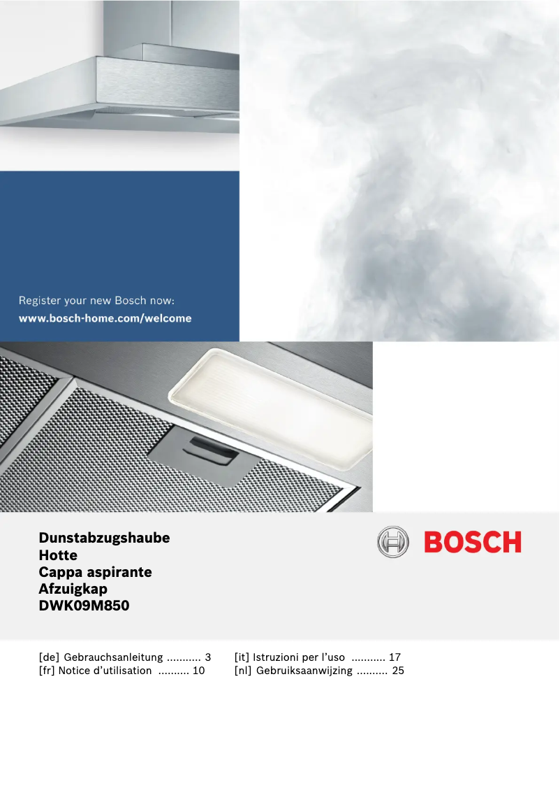 Page 1 de la notice Manuel utilisateur Bosch DWK09M850