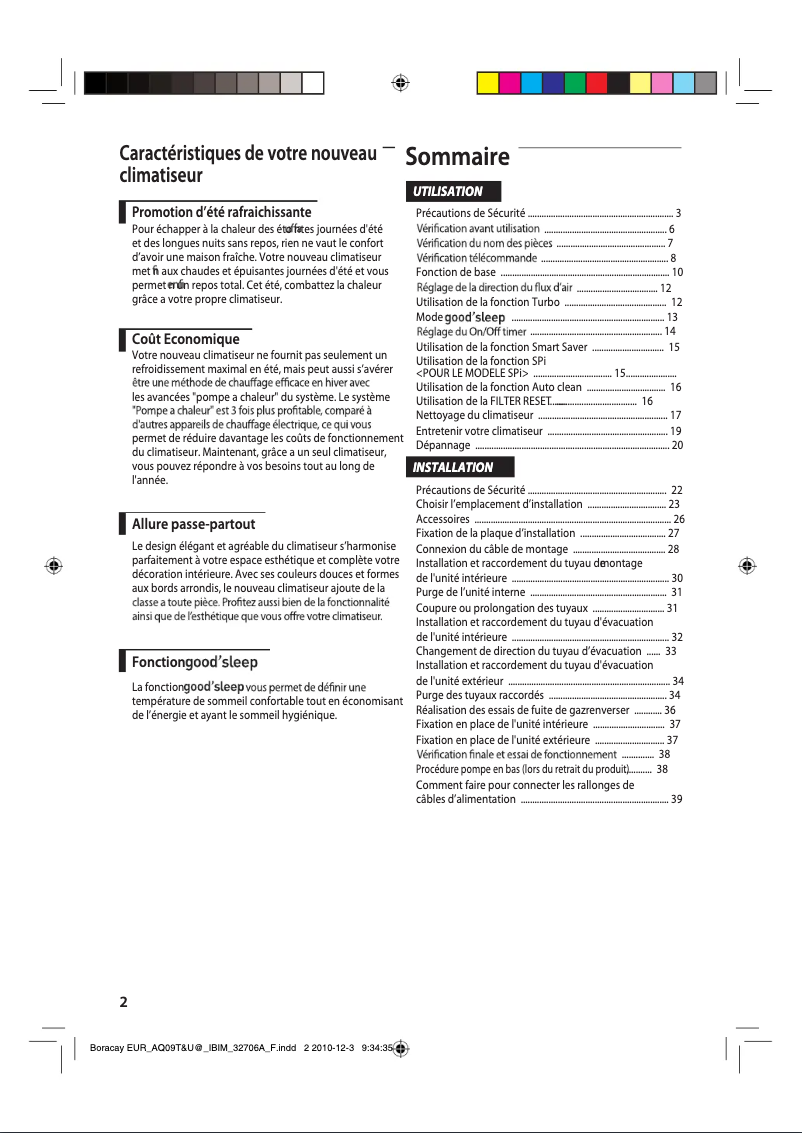 Page 1 de la notice Manuel utilisateur Samsung AQ12ESPN