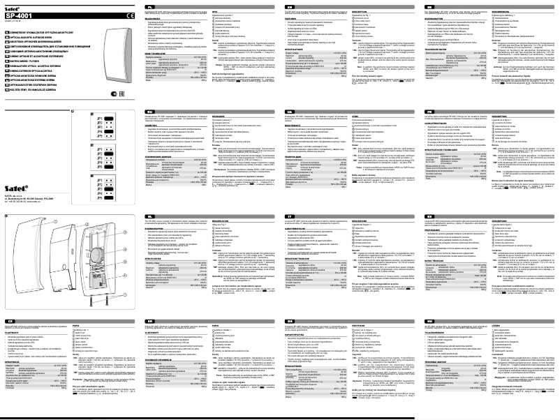 Page 1 de la notice Manuel utilisateur Satel SP-4001