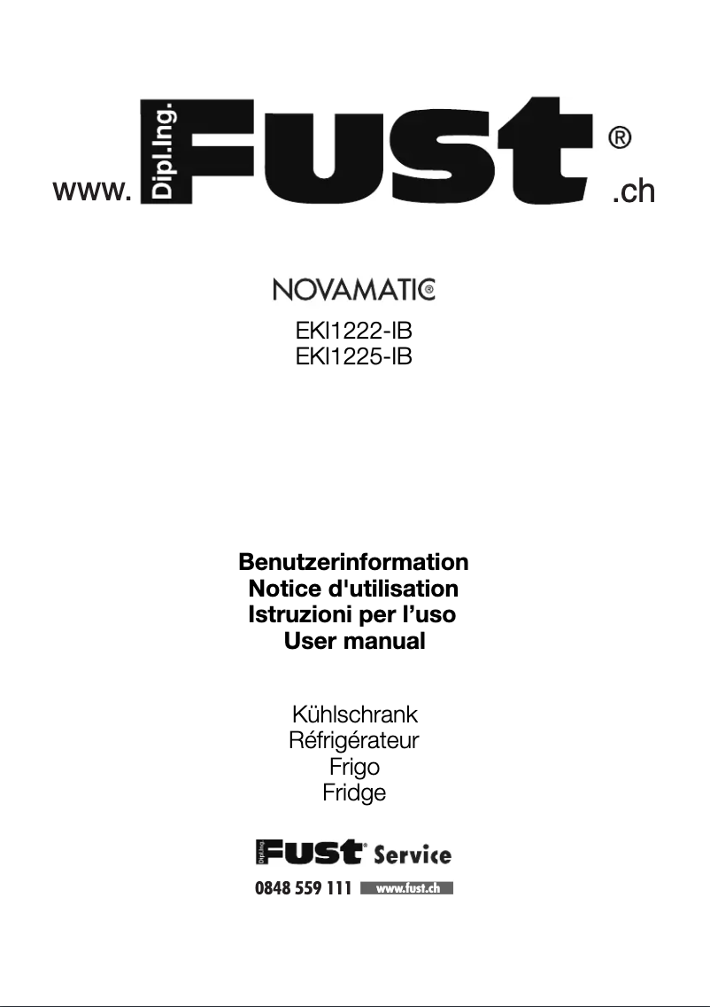 Page n°1 - Manuel utilisateur Novamatic EKI1225-IB