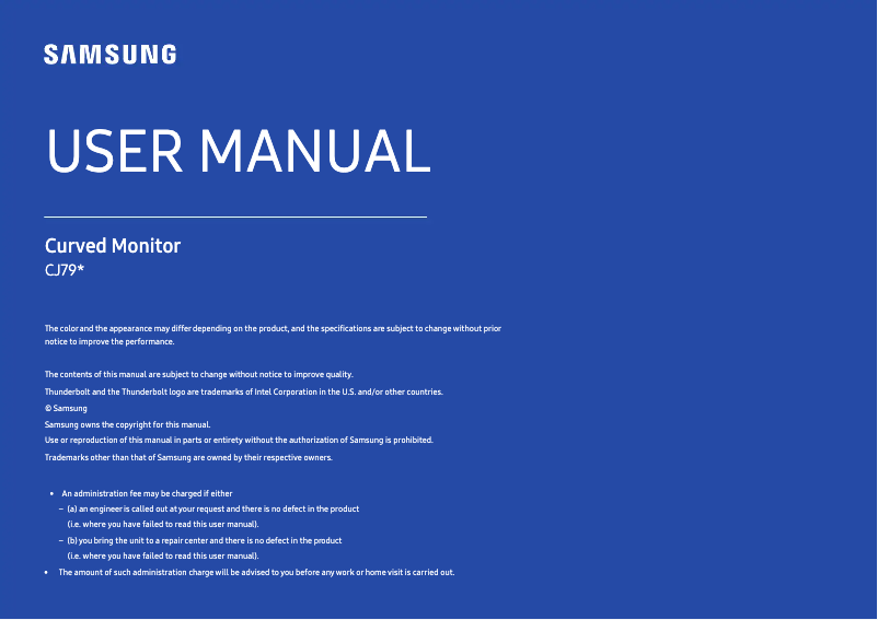 Page 1 de la notice Manuel utilisateur Samsung C34J791WTR