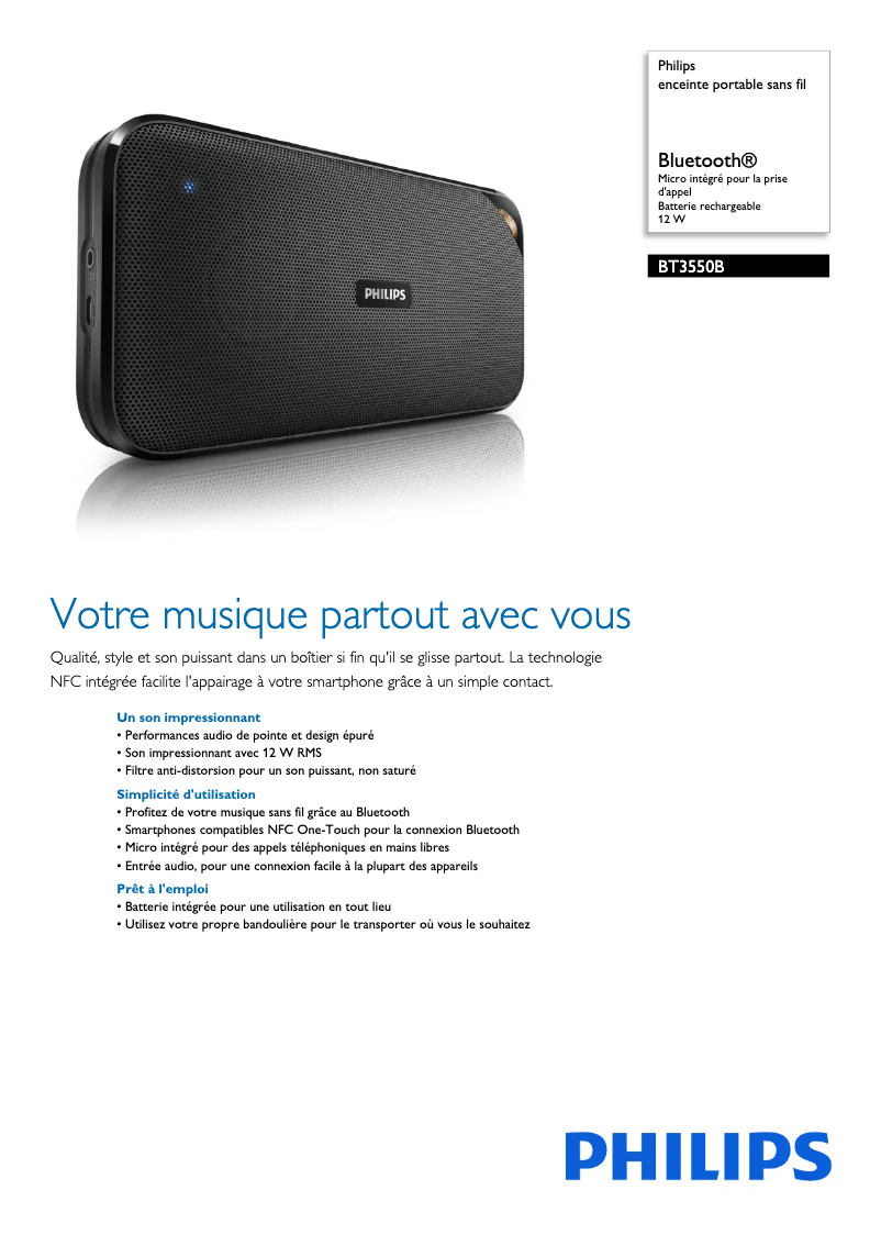 Image de la première page du manuel de l'appareil BT3550B