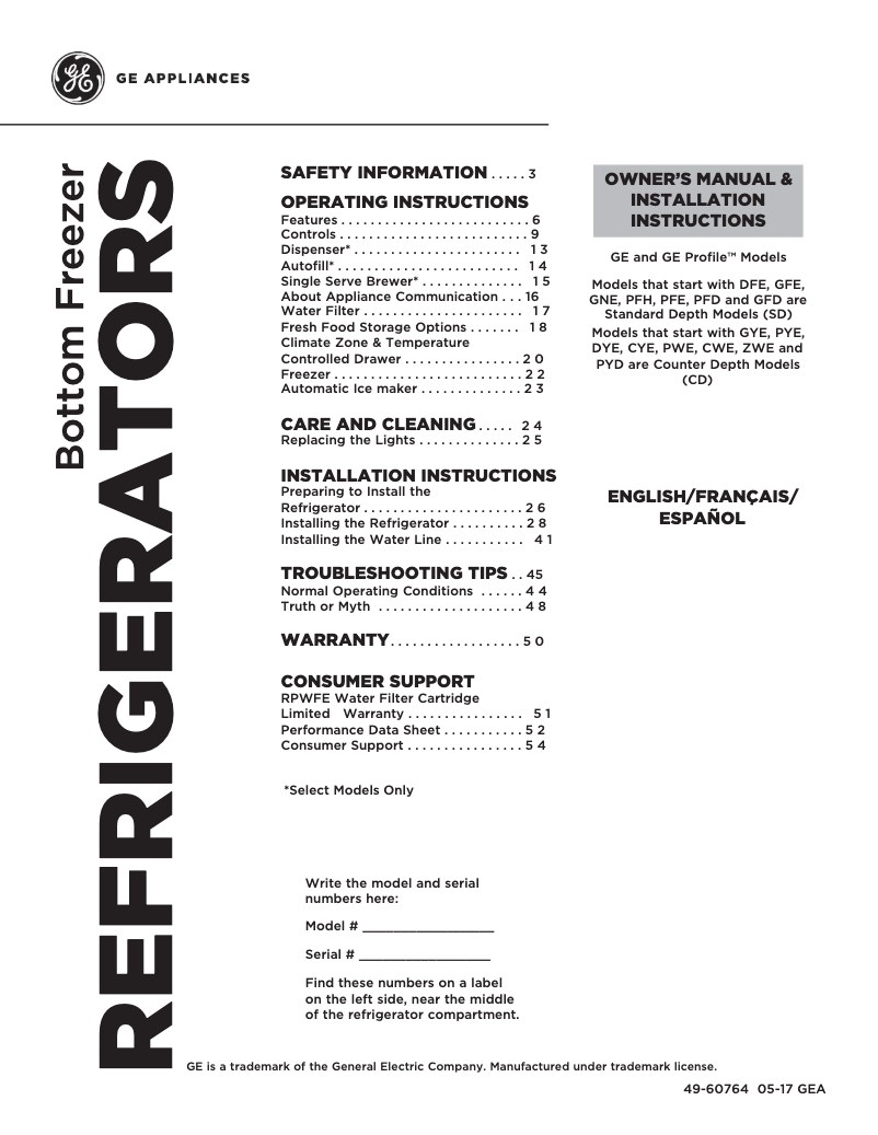Imagen de la primera página del manual del dispositivo GFD28GMLES